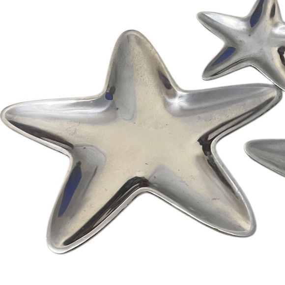 Set Of 3 Asymmetrical Star Shaped Aluminum Metal Decorative Tray Made In India‎ - Picture 3 of 5